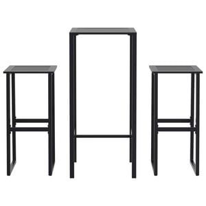 vidaXL Juego de mesa alta y taburetes de jard&iacute;n 3 piezas acero negro