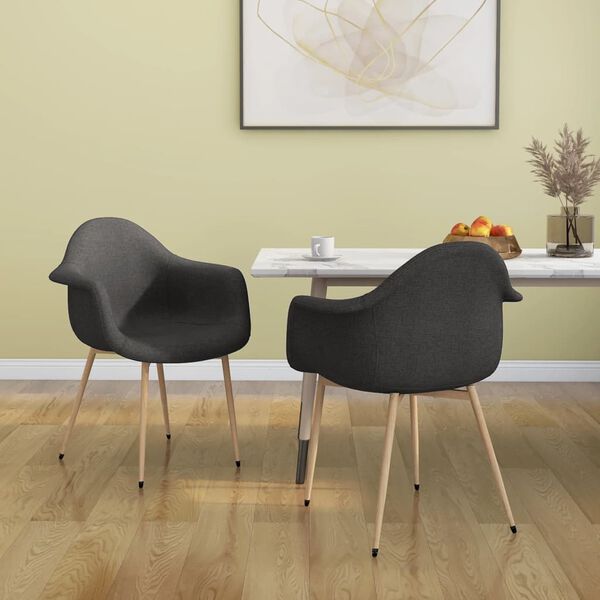 vidaXL Sillas de comedor 2 unidades tela gris oscuro