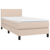 vidaXL Cama box spring colchón LED cuero sintético capuchino 90x200 cm