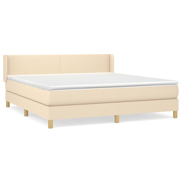 vidaXL Cama box spring con colch&oacute;n tela color crema 180x200 cm