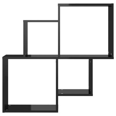 vidaXL Estante cubo de pared contrachapado negro brillo 80x15x78,5 cm