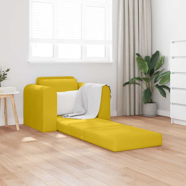 vidaXL Sof&aacute; cama Amarillo 98 x 71 x 83 cm Terciopelo