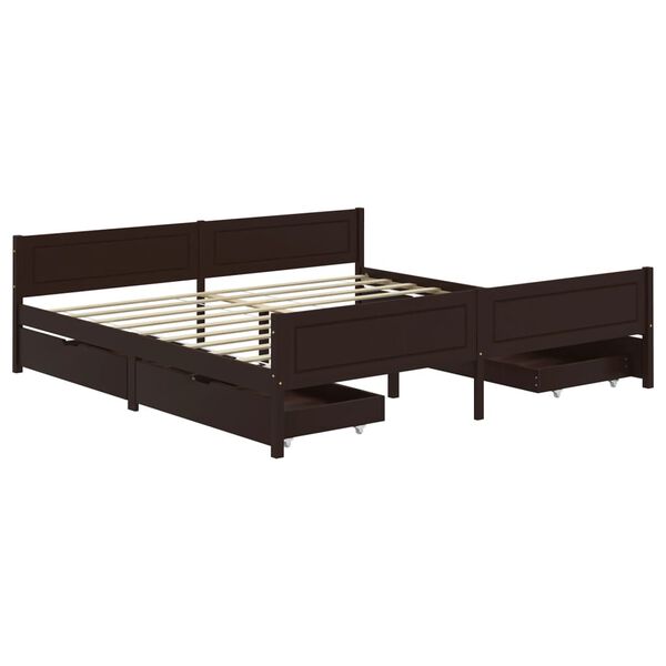 vidaXL Estructura cama 4 cajones madera pino marr&oacute;n oscuro 180x200 cm