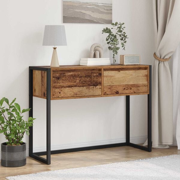 vidaXL Mesa Auxiliar con caj&oacute;n Madera Vieja 100 x 36 x 75 cm