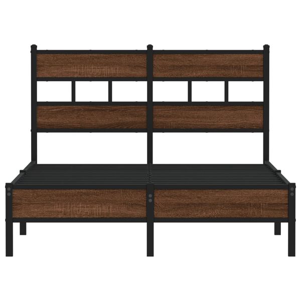 vidaXL Estructura de cama sin colch&oacute;n madera marr&oacute;n roble 120x200 cm