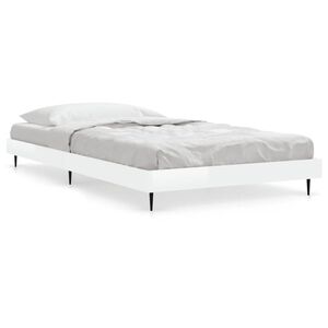 vidaXL Estructura de cama madera de ingenier&iacute;a blanco brillo 90x190 cm