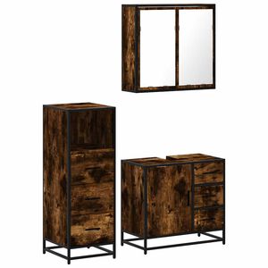 vidaXL Set de muebles ba&ntilde;o 3 pzas madera contrachapada roble ahumado