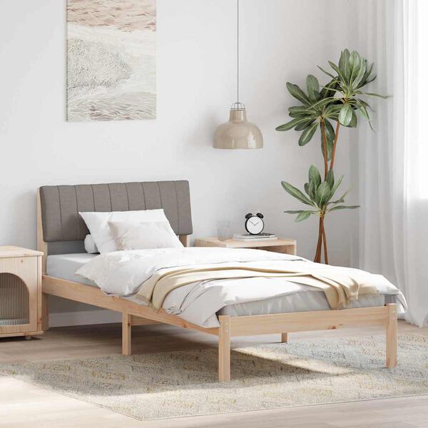 vidaXL Estructura de cama con cabecera Marr&oacute;n y taupe 90 x 190 cm