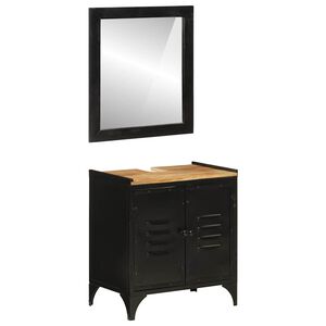 vidaXL Conjunto de muebles de ba&ntilde;o 2 pzas madera maciza mango y hierro