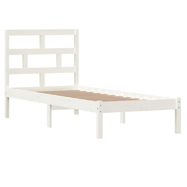 vidaXL Estructura de cama individual madera maciza blanco 75x190 cm