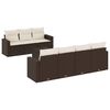 vidaXL Set sof&aacute;s de jard&iacute;n 8 piezas y cojines rat&aacute;n sint&eacute;tico marr&oacute;n