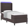 vidaXL Cama Box Spring LED con colch&oacute;n Marr&oacute;n Oscuro 90 x 200 cm tela