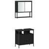 vidaXL Juego de muebles de ba&ntilde;o 3 pcs Negro Madera contrachapada