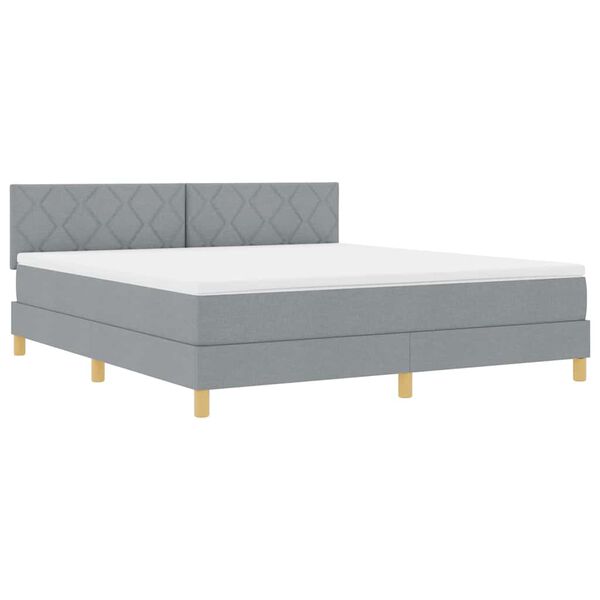 vidaXL Cama tipo Box Spring con colch&oacute;n Gris Claro 180 x 200 cm tela