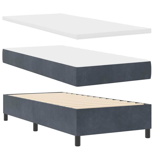 vidaXL Cama tipo Box Spring Gris oscuro 90 x 190 cm Terciopelo