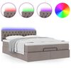 vidaXL Cama otomana con colch&oacute;n y luces LED gris topo 140x200 cm Tela