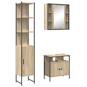 vidaXL Juego de muebles de ba&ntilde;o 3 uds. Roble Sonoma 33 x 33 x 185,5 cm