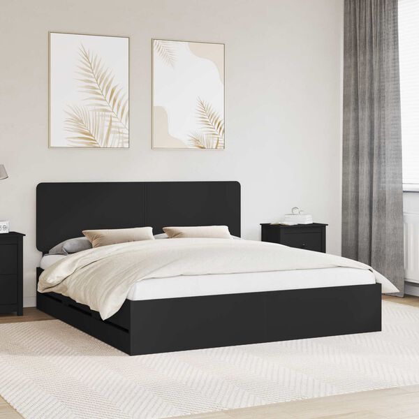 vidaXL Estructura de cama Negro 200 x 200 cm Madera Ingenieril