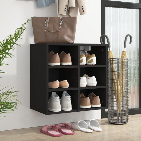 vidaXL Mueble zapatero negro 52,5x30x50 cm