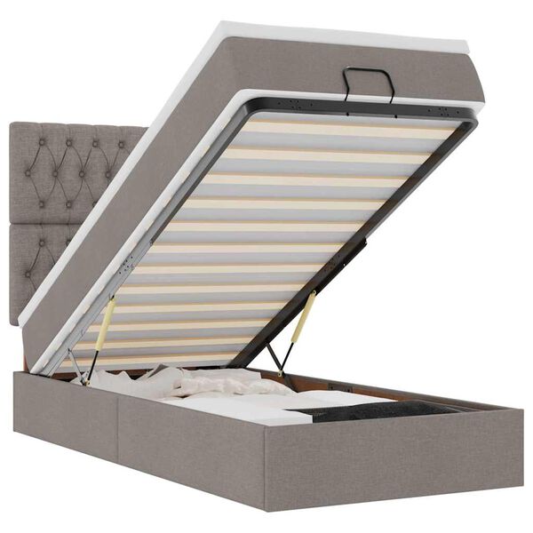 vidaXL Estructura de cama otomana colch&oacute;n tela gris pardo 90x190cm