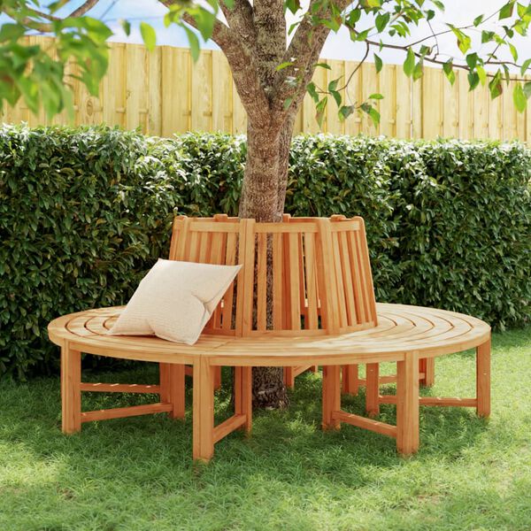 vidaXL Bancos de &aacute;rbol semicirculares 2 uds madera maciza teca &Oslash;201 cm