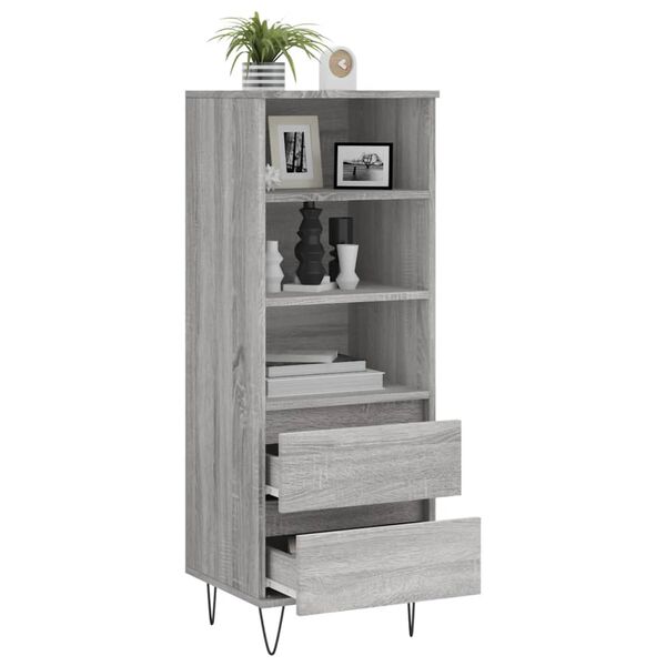 vidaXL Aparador alto madera contrachapada gris Sonoma 40x36x110 cm