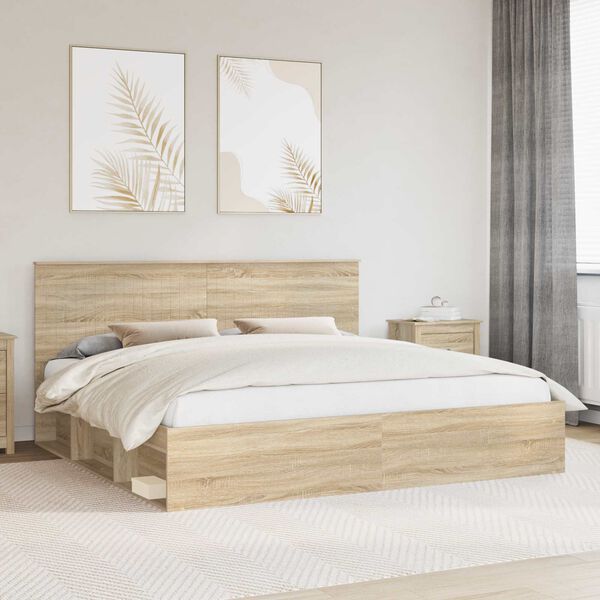 vidaXL Estructura de cama Sonoma 200 x 200 cm Madera de pino macizo