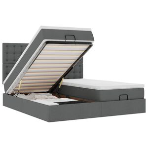 vidaXL Estructura cama otomana colchones tela gris oscuro 160x200 cm