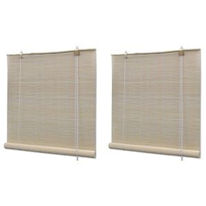 vidaXL Estor enrollable de bamb&uacute; natural 2 unidades 120x160 cm