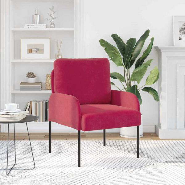 vidaXL Sof&aacute;s con coj&iacute;n 55cm Rojo vino Madera contrachapada