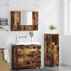 vidaXL Juego de muebles de ba&ntilde;o con caj&oacute;n 3 pcs Roble ahumado