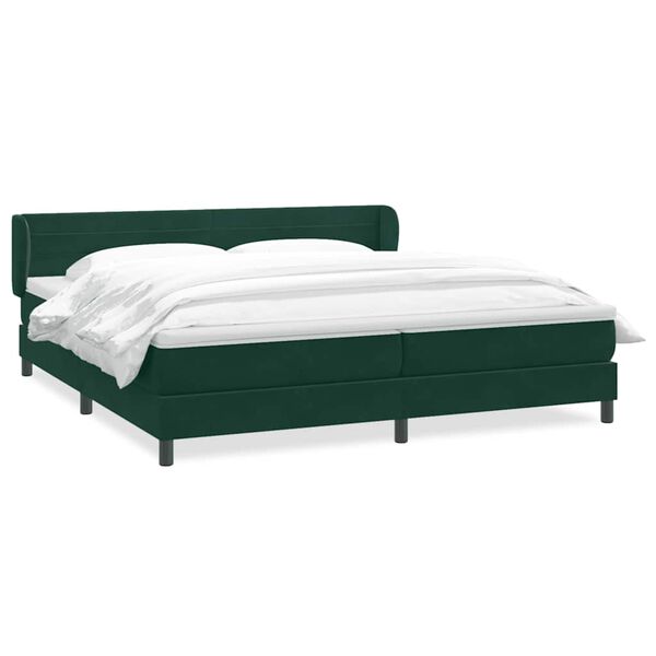 vidaXL Cama box spring con colchones terciopelo verde oscuro 180x210cm