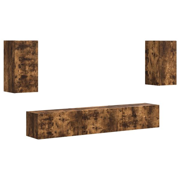 vidaXL Conjunto de mueble de TV 5 pcs Roble ahumado