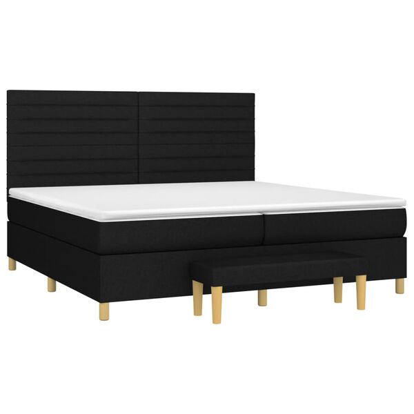 vidaXL Cama box spring con colch&oacute;n tela negro 200x200 cm