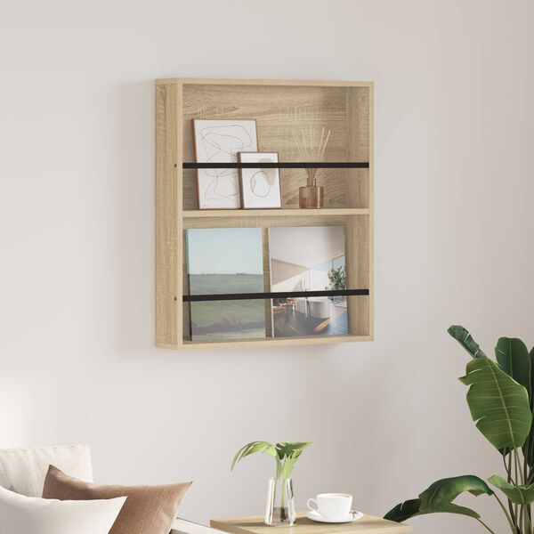 vidaXL Estante de revistas con estante Roble Sonoma 60 x 12 x 70 cm