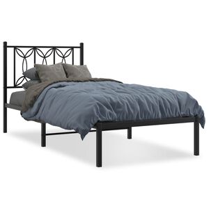vidaXL Estructura cama sin colch&oacute;n con cabecero metal negro 90x190 cm
