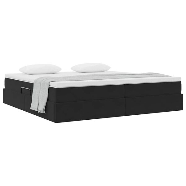 vidaXL Cama con almacenamiento y colch&oacute;n Negro 200 x 200 cm Terciopelo