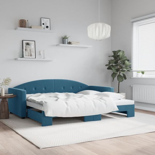 vidaXL Sof&aacute; cama nido terciopelo azul 90x200 cm