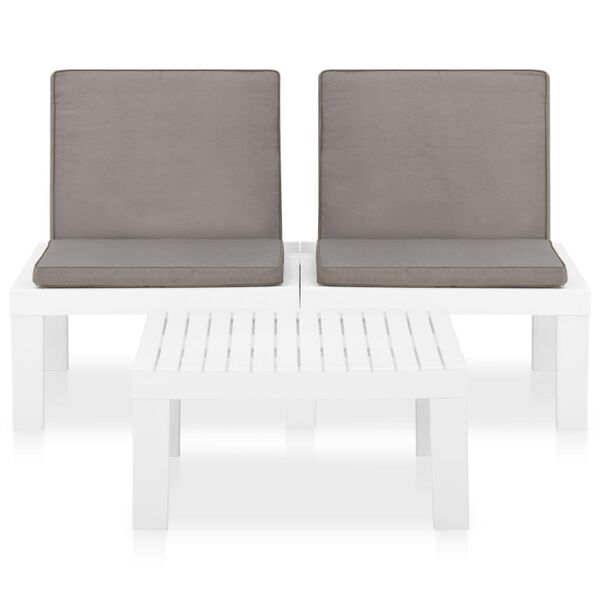 vidaXL Set de muebles de jardín 2 piezas con cojines plástico blanco