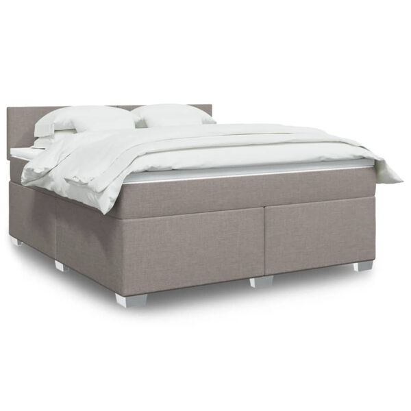 vidaXL Cama box spring con colch&oacute;n tela gris taupe 180x200 cm