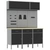 vidaXL Conjunto de armarios de trabajo con caj&oacute;n Manual 8 uds. Negro