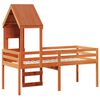 vidaXL Cama alta con techo madera maciza de pino marrón cera 90x190 cm