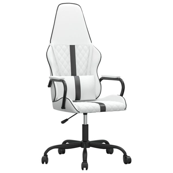 vidaXL Silla gaming cuero sint&eacute;tico blanco y negro