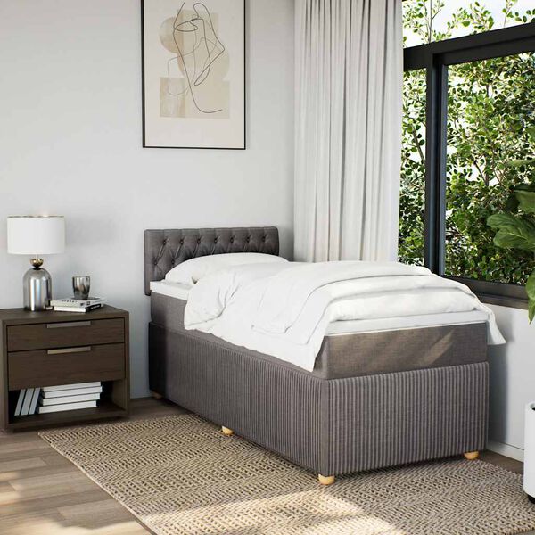 vidaXL Cama box spring con colch&oacute;n tela gris taupe 100x200 cm