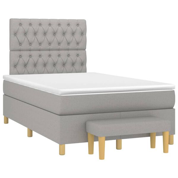 vidaXL Cama box spring con colch&oacute;n tela gris claro 120x200 cm