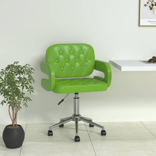 vidaXL Silla de comedor giratoria de cuero sint&eacute;tico verde