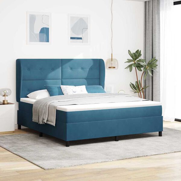 vidaXL Cama tipo Box Spring Azul Oscuro 200 x 180 cm Terciopelo