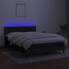 vidaXL Cama box spring colch&oacute;n y luces LED tela negro 140x190 cm