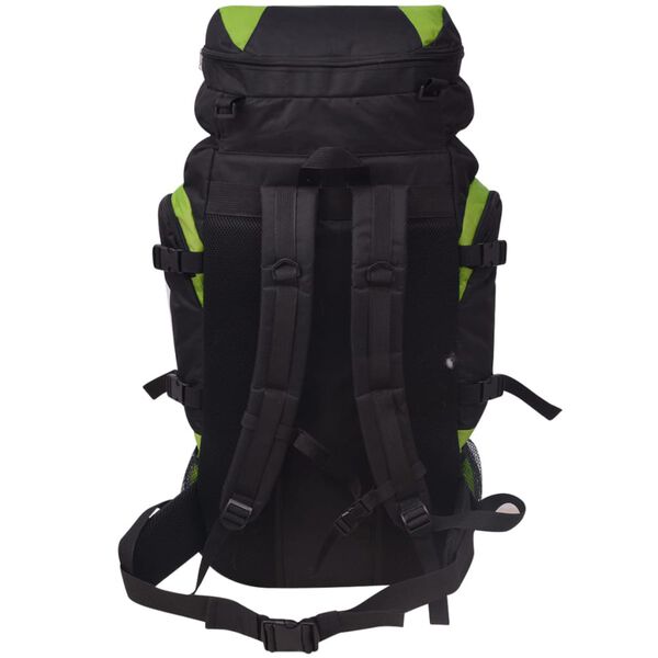 vidaXL Mochila de senderismo XXL negro y verde 75 l