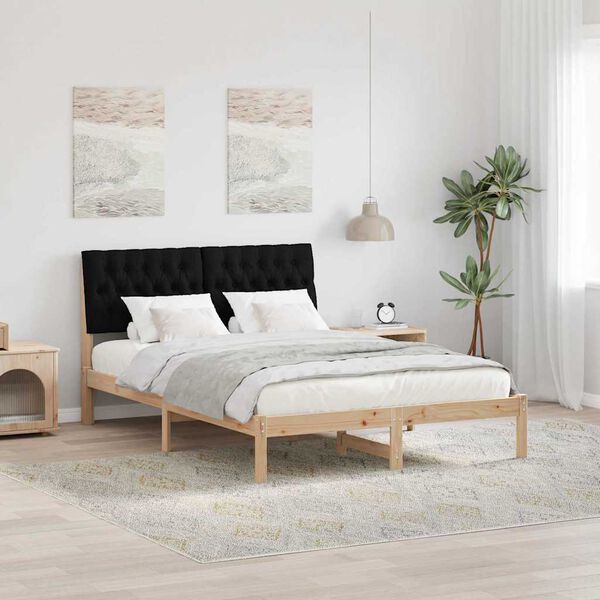 vidaXL Estructura de Cama con Cabecera Tapizada Marr&oacute;n 135 x 190 cm